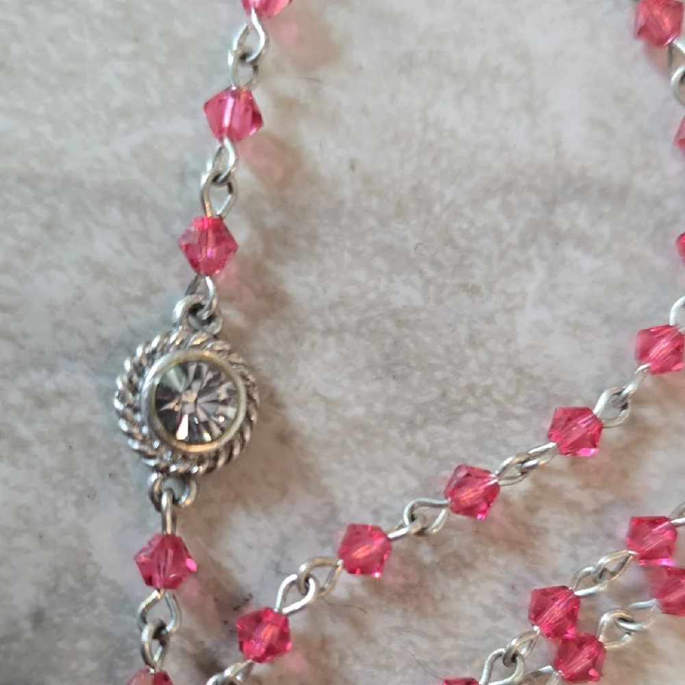 Virgins Saints & Angels Silver and Pink Heart Necklace - Picture 3 of 7